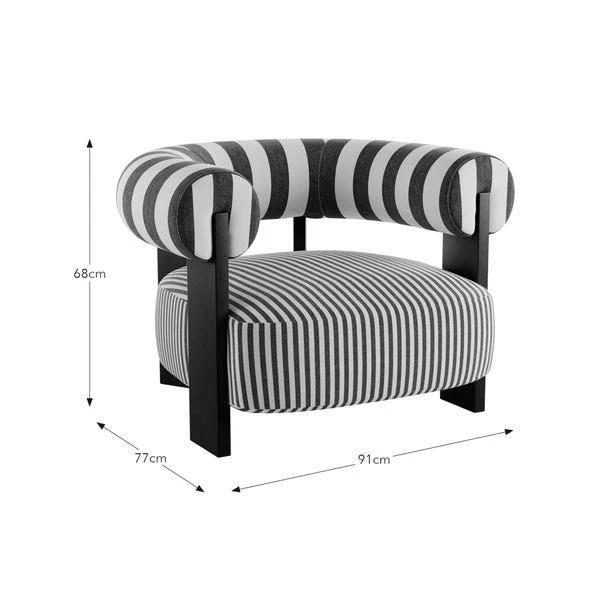 Fallon Woven Stripe Bolster Accent Chair 11 Fallon Woven Stripe Bolster Accent Chair - Image 9