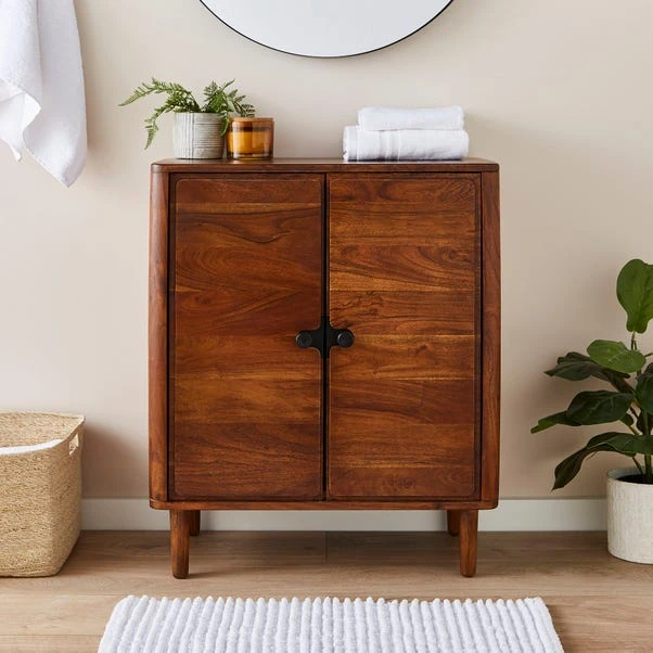 Alani 2 Door Bathroom Cabinet, Acacia Wood 3 Alani 2 Door Bathroom Cabinet, Acacia Wood