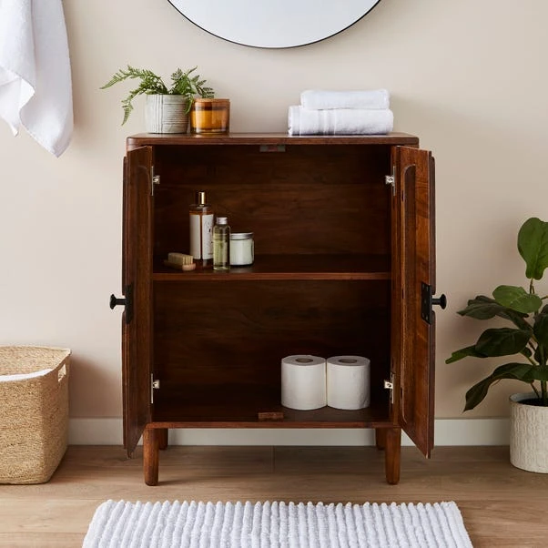 Alani 2 Door Bathroom Cabinet, Acacia Wood 4 Alani 2 Door Bathroom Cabinet, Acacia Wood - Image 2