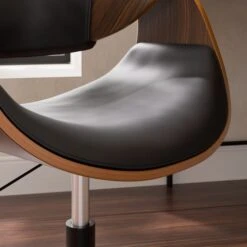 Modena Walnut Effect Office Chair, Black Faux Leather -Habitat Store 30926647 alt02