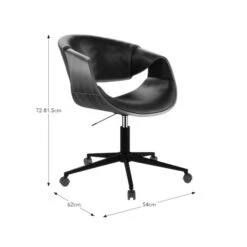 Modena Walnut Effect Office Chair, Black Faux Leather -Habitat Store 30926647 alt09
