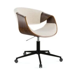 Modena Walnut Effect Office Chair, White Boucle -Habitat Store 30926648 alt05