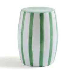 Beatrice Striped Ceramic Side Table, Green -Habitat Store 30926661 alt02