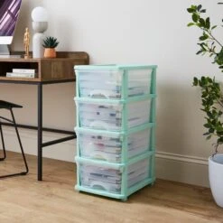 Plastic 4 Drawer Storage Tower Unit