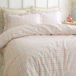Mila Gingham 100% Cotton Duvet Cover And Pillowcase Set -Habitat Store 30927943 alt03