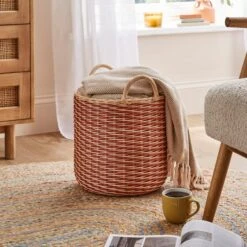 Round Woven Rattan Basket -Habitat Store 30928208