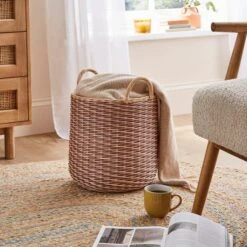 Round Woven Rattan Basket -Habitat Store 30928217