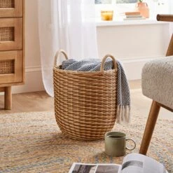 Round Woven Rattan Basket -Habitat Store 30928232