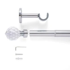 Faceted Ball Extendable Metal Eyelet Curtain Pole -Habitat Store 30928655 alt02