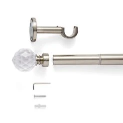 Faceted Ball Extendable Metal Eyelet Curtain Pole -Habitat Store 30928664 alt02