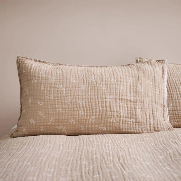 Cotton Muslin Spring Natural Standard Pillowcase Pair 4 Cotton Muslin Spring Natural Standard Pillowcase Pair - Image 2