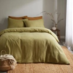 Cotton Muslin Woven Duvet Cover & Pillowcase Set -Habitat Store 30929310