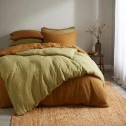 Cotton Muslin Woven Duvet Cover & Pillowcase Set -Habitat Store 30929322 alt07