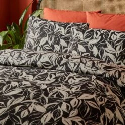 Sketched Leaf 144 Thread Count Reversible Cotton Duvet Cover & Pillowcase Set -Habitat Store 30929339 alt07