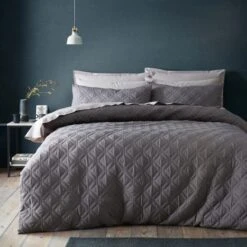 Quilted Geometric Duvet Cover And Pillowcase Set 28 Quilted Geometric Duvet Cover And Pillowcase Set -Habitat Store 30929920