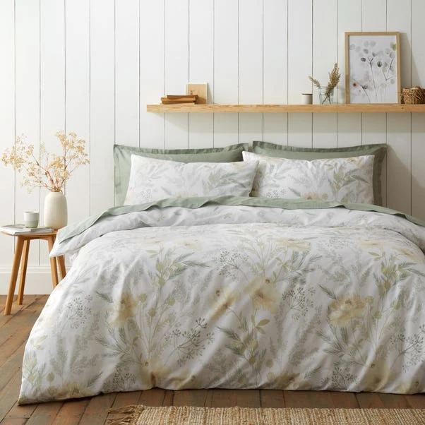 Floral Shadows 100% Cotton Duvet Cover And Pillowcase Set 3 Floral Shadows 100% Cotton Duvet Cover And Pillowcase Set