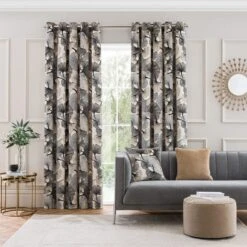 Gingko Cut Velvet Eyelet Curtains -Habitat Store 30931021 alt01