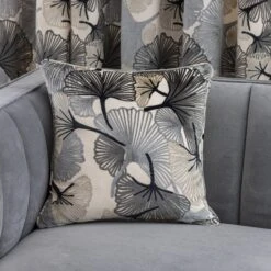 Gingko Cut Velvet Eyelet Curtains -Habitat Store 30931022 alt05