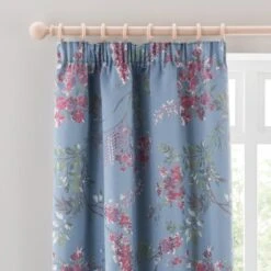 Trailing Wisteria Blackout Pencil Pleat Curtain -Habitat Store 30931675