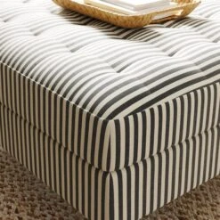 Zoe Pinstripe Fabric Square Storage Footstool -Habitat Store 30931696 alt03