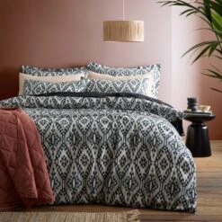 Syrah Ikat 100% Cotton Duvet Cover And Pillowcase Set -Habitat Store 30931779 alt07