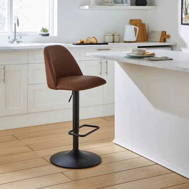 Delaney Adjustable Height Bar Stool, Faux Leather 3 Delaney Adjustable Height Bar Stool, Faux Leather