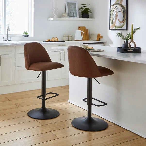Delaney Adjustable Height Bar Stool, Faux Leather 4 Delaney Adjustable Height Bar Stool, Faux Leather - Image 2
