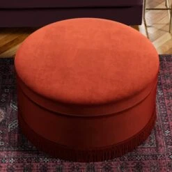 Round Tassel Velvet Storage Pouffe -Habitat Store 30933893 alt03