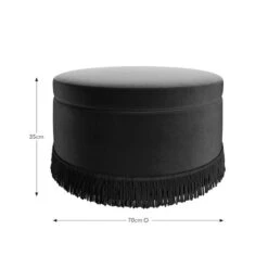 Round Tassel Velvet Storage Pouffe -Habitat Store 30933893 alt09