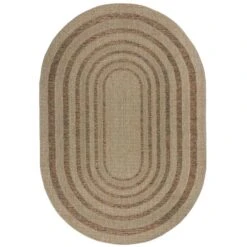 Stripe Border Indoor Outdoor Oval Rug -Habitat Store 30934689 alt05