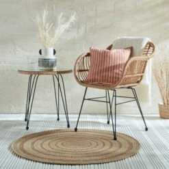 Stripe Border Indoor Outdoor Round Rug 23 Stripe Border Indoor Outdoor Round Rug -Habitat Store 30934770