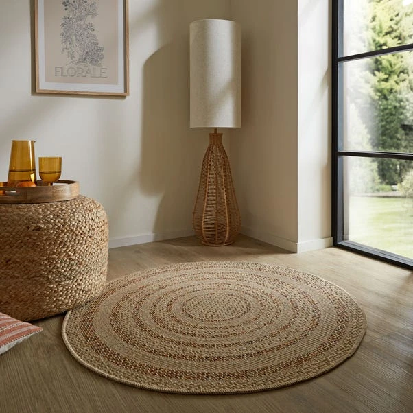 Stripe Border Indoor Outdoor Round Rug 7 Stripe Border Indoor Outdoor Round Rug - Image 5