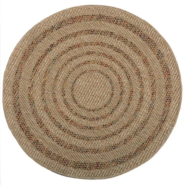 Stripe Border Indoor Outdoor Round Rug 8 Stripe Border Indoor Outdoor Round Rug - Image 6