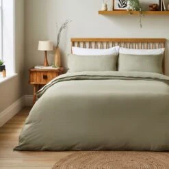 Super Soft Washed Microfibre Plain Duvet Cover And Pillowcase Set -Habitat Store 30935177