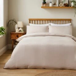 Super Soft Washed Microfibre Plain Duvet Cover And Pillowcase Set -Habitat Store 30935179