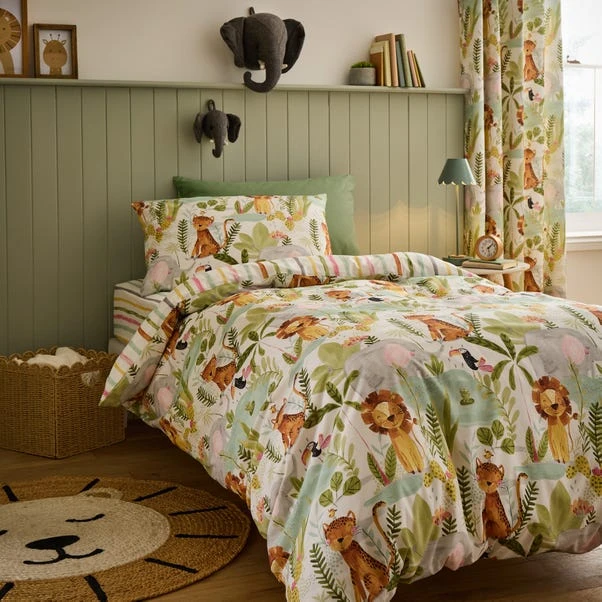 Jungle Friends 100% Cotton Reversible Duvet Cover And Pillowcase Set 9 Jungle Friends 100% Cotton Reversible Duvet Cover And Pillowcase Set - Image 7