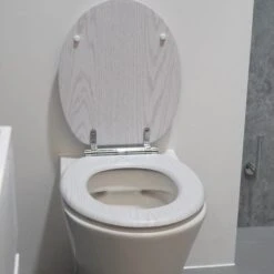 White Oak Effect Toilet Seat