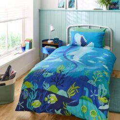 Snappy Shark Reversible Duvet Cover And Pillowcase Set -Habitat Store 30937727