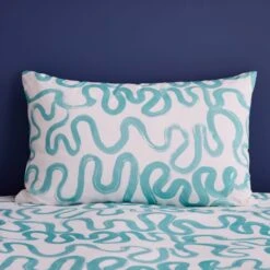 Aqua Doodle Reversible Duvet Cover And Pillowcase Set 24 Aqua Doodle Reversible Duvet Cover And Pillowcase Set -Habitat Store 30937763 alt01