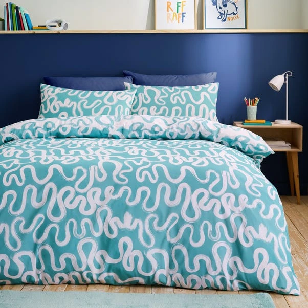 Aqua Doodle Reversible Duvet Cover And Pillowcase Set 10 Aqua Doodle Reversible Duvet Cover And Pillowcase Set - Image 8