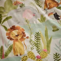 Jungle Friends 100% Cotton Reversible Duvet Cover And Pillowcase Set 18 Jungle Friends 100% Cotton Reversible Duvet Cover And Pillowcase Set -Habitat Store 30937772 alt04