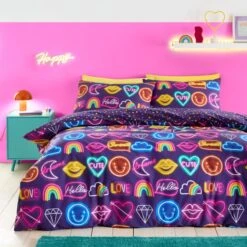 Neon Reversible Duvet Cover And Pillowcase Set -Habitat Store 30945348