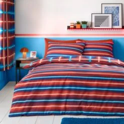 Red & Blue Neon Checks Reversible Duvet Cover And Pillowcase Set -Habitat Store 30945394 alt02