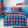 Red & Blue Neon Checks Reversible Duvet Cover And Pillowcase Set -Habitat Store 30945413