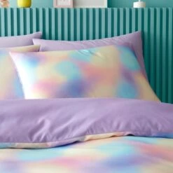 Iridescent Satin Reversible Duvet Cover And Pillowcase Set -Habitat Store 30945429 alt01