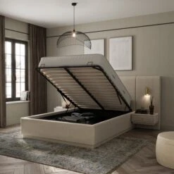 Oversized Ottoman Hotel Bed Frame, Boucle 29 Oversized Ottoman Hotel Bed Frame, Boucle -Habitat Store 30948507 alt01