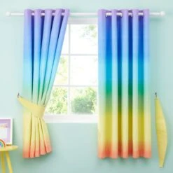 Bright Rainbow Ombre Blackout Eyelet Curtains -Habitat Store 30957214 alt05