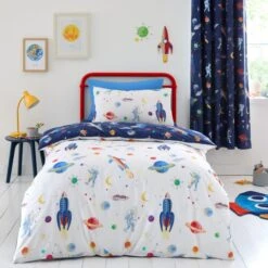 Space 100% Cotton Reversible Duvet Cover And Pillowcase Set -Habitat Store 30957242 alt02