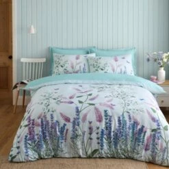Butterfly Fields 180 Thread Count Cotton Sateen Duvet Cover & Pillowcase Set -Habitat Store 30957799