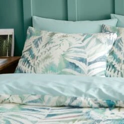 Palm House Fern 180 Thread Count Cotton Sateen Duvet Cover & Pillowcase Set -Habitat Store 30957823 alt01